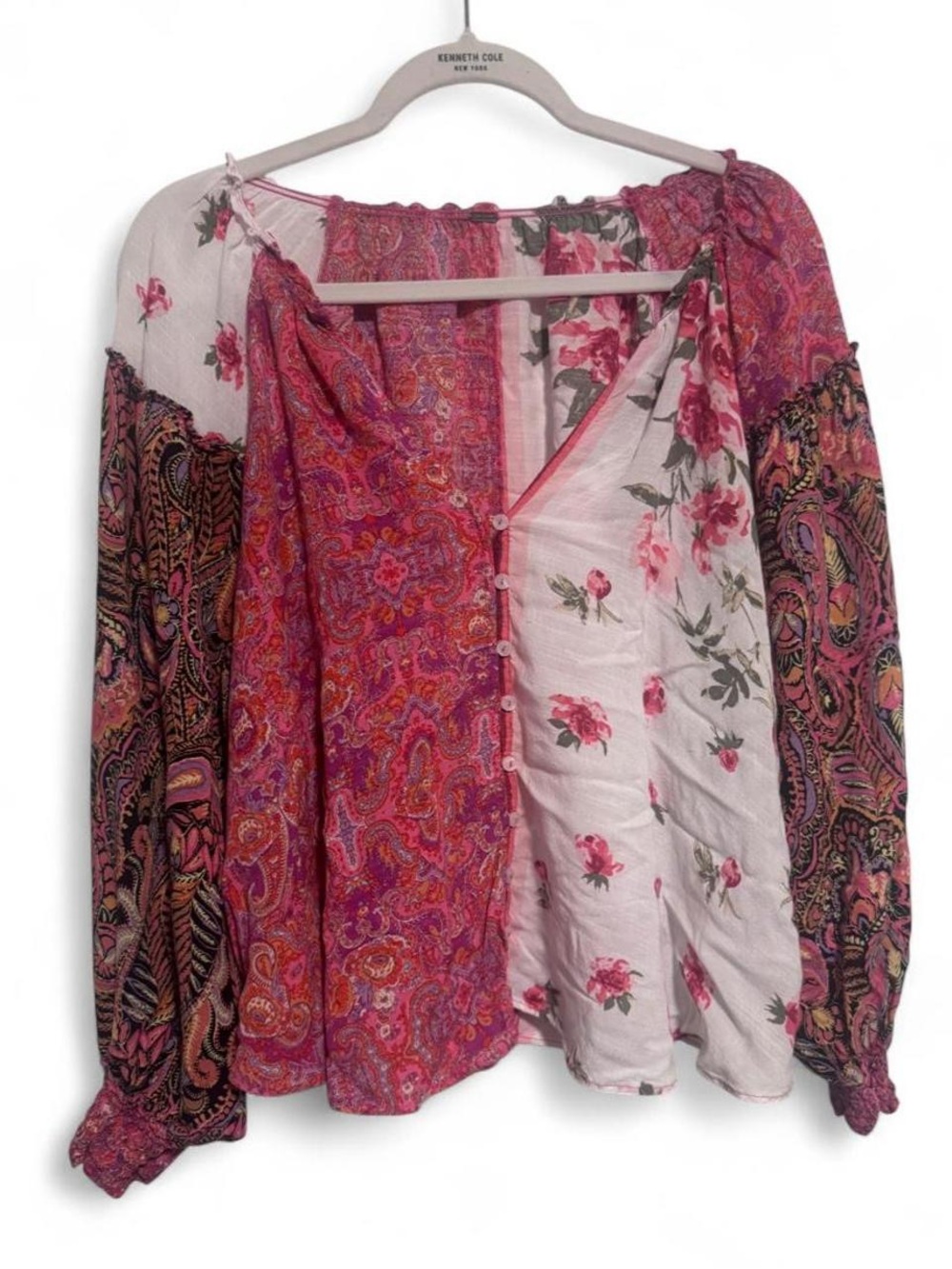 Free people mixed pattern top